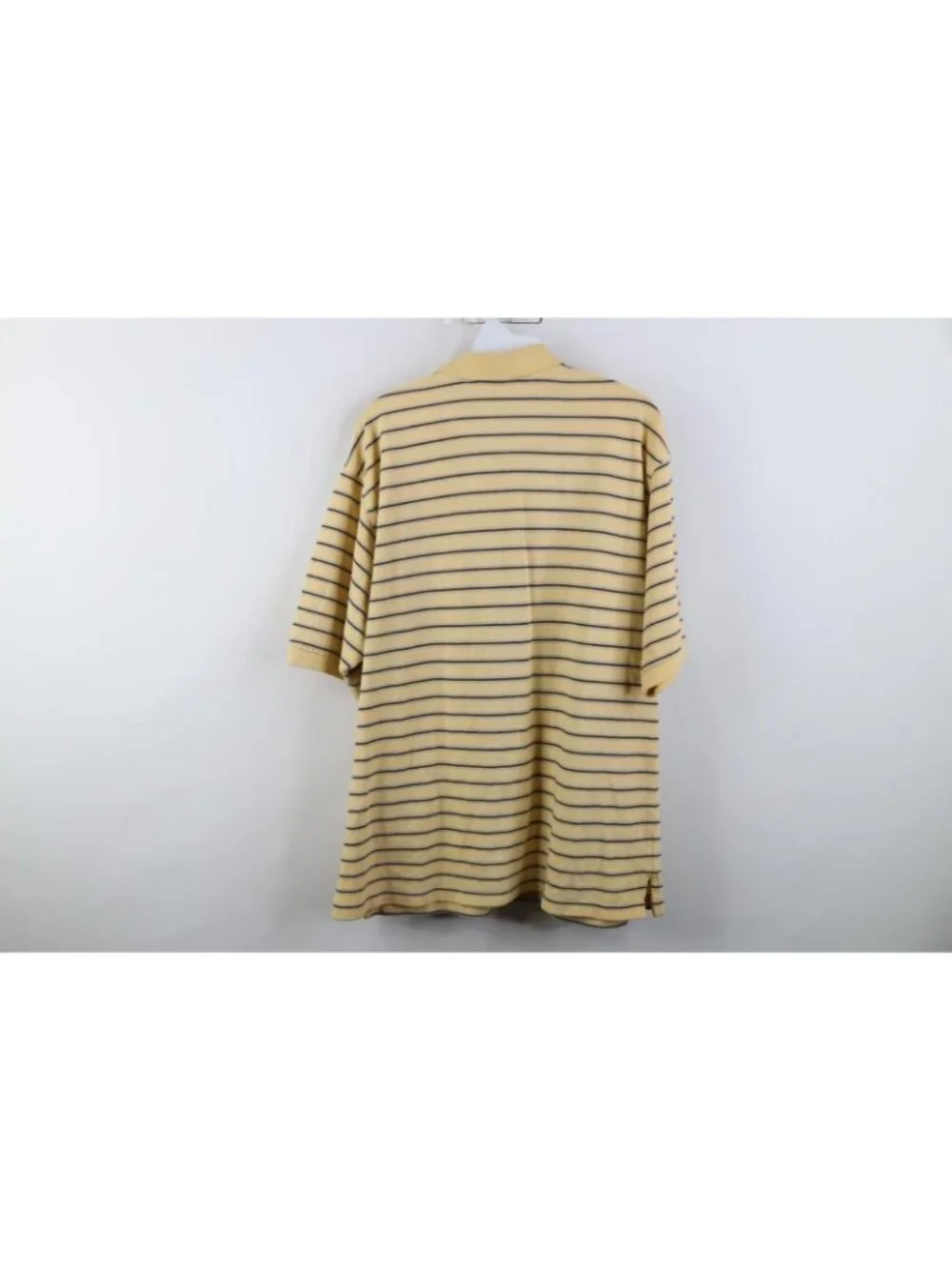 Vtg 90s Streetwear Mens Large Faded Striped Pique Cotton Knit Golf Polo Shirt